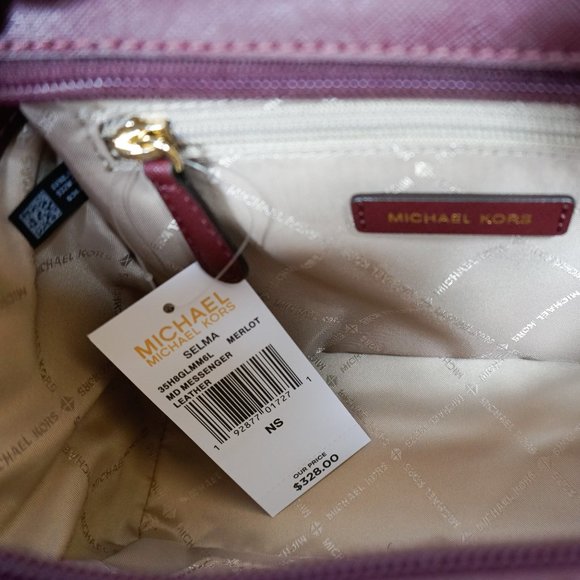 Michael Kors SELMA Messenger Bag Merlot - Picture 8 of 12